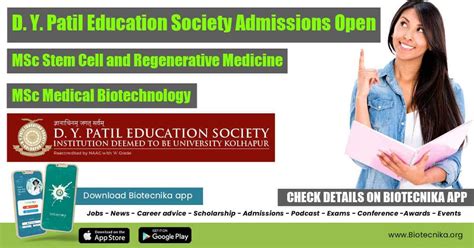 D Y Patil Education Society Admissions Open For MSc Stem Cell And