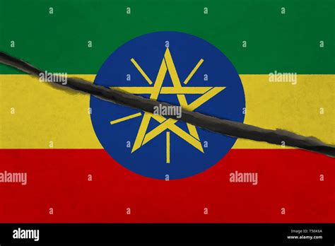 Ethiopia Flag Cracked Patriotic Background National Flag Of Ethiopia