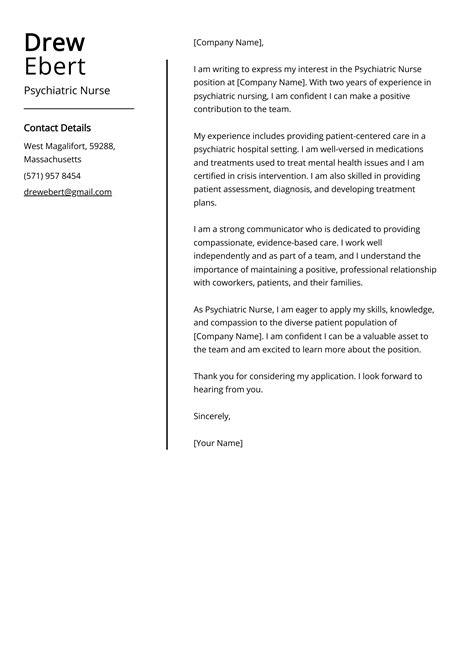 Psychiatric Nurse Cover Letter Examples Template And 20 Tips