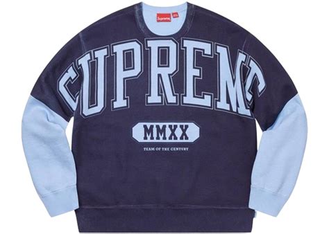 supreme overprint ice blue crewneck whats   star