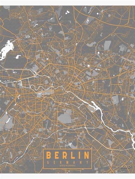 A Gray And Orange Map Of Berlin Germany With The Name Berlin Written On It