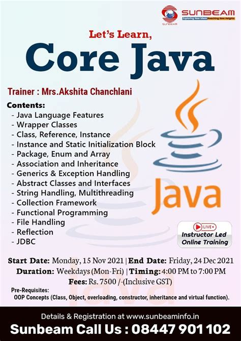 Master Core Java At Sunbeam Institute In Pune