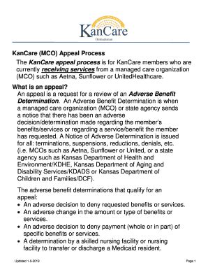 Fillable Online Kancare Mco Appeal Process The Kancare Appeal Process