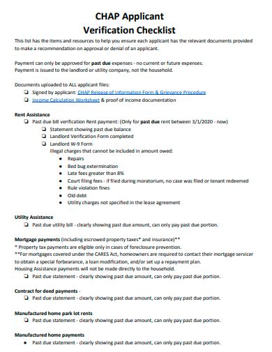 Free Verification Checklist Samples In Pdf Ms Word