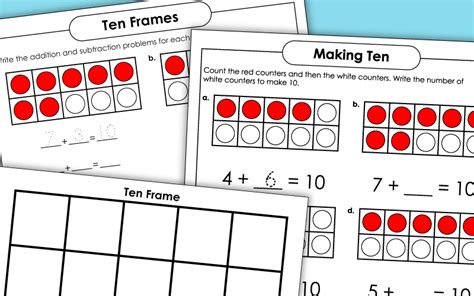 Ten Frames Worksheets