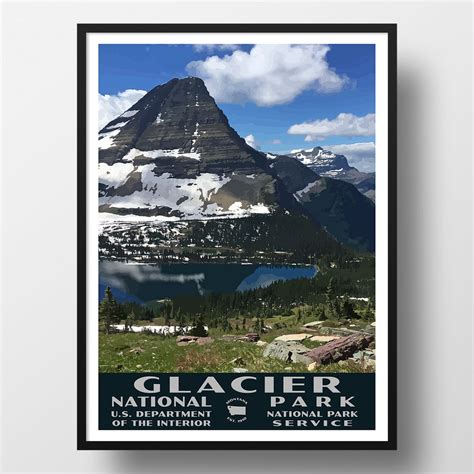 Glacier National Park Poster Vintage Wpa Style Travel Poster Etsy
