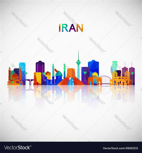 Iran Skyline Silhouette In Colorful Geometric Vector Image