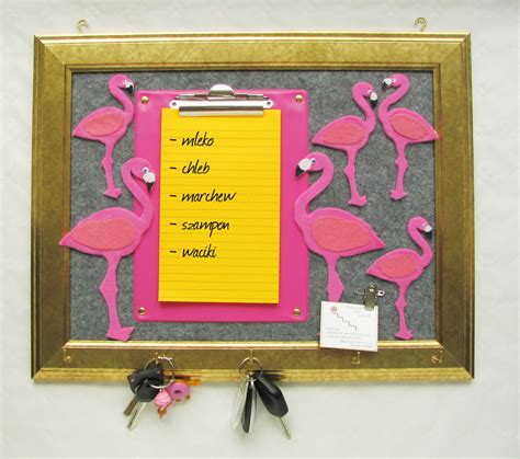 DIY - Tablica MEMO i wieszak na klucze z flamingami. - Codzienne cukierki