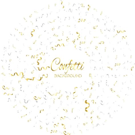 Free Vector Golden Confetti And Streamer Ribbon Falling On