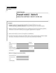 SCO1205 TN2 Serie E xlsx SCO 1205 Initiation à la comptabilité