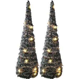 Verlichte Kerstbomen Kegels Stuks Cm Groen Led Warm Wit