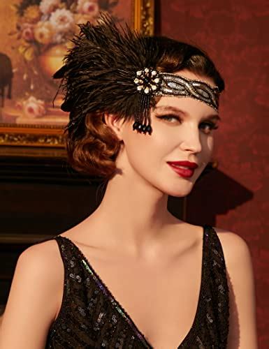 Babeyond 1920s Flapper Headband Roaring 20s Headpiece Gatsby Ostrich