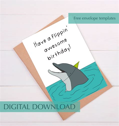 Dolphin Birthday Card Funny Dolphin Card Printable Birthday Cards For