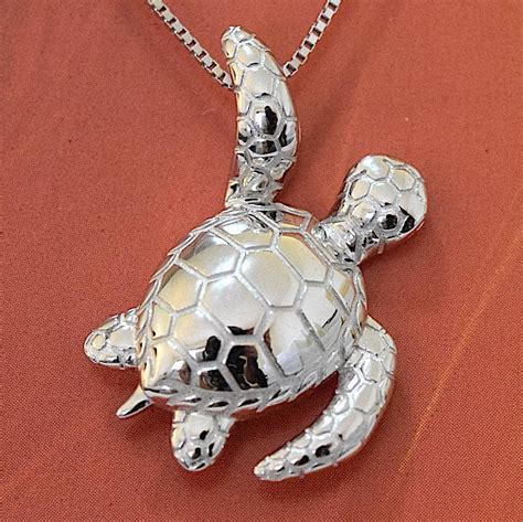 Hawaiian Sea Turtle Necklace Sterling Silver Sea Turtle Pendant Hawaiian Jewelry Valentine