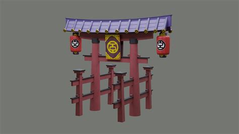 D Model Japanese Torii Gate Vr Ar Low Poly Cgtrader