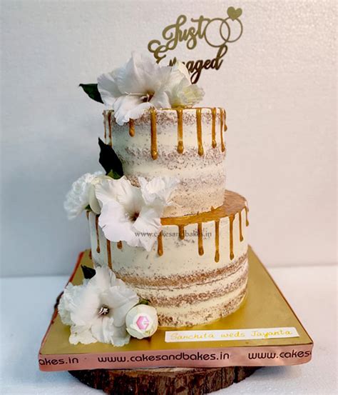 Naked Cake Gold Drip Wedding Cake