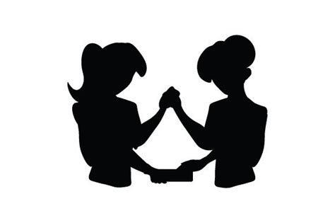 Two People Holding Hands Praying Silhouette SVG Cut File By Creative