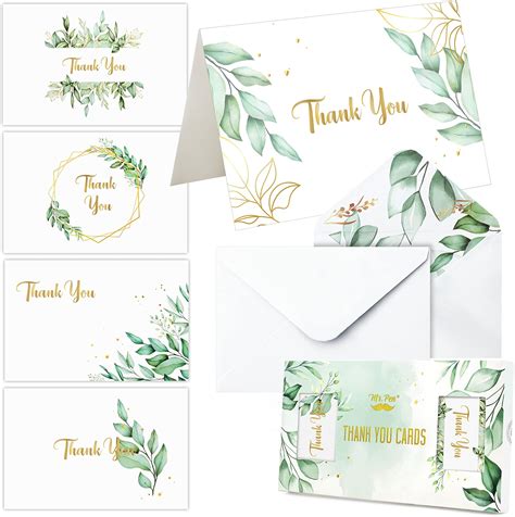 Mr Pen Thank You Cards With Envelopes 20 Pack 4 X 6 Greenery