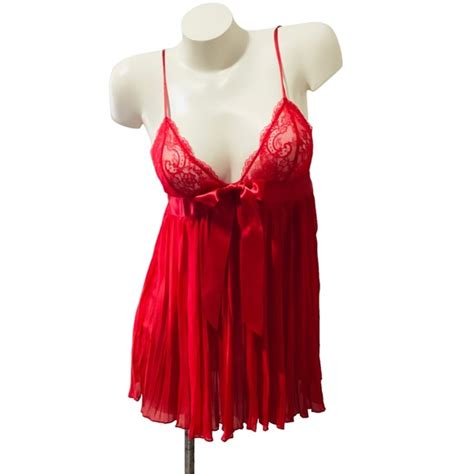 Victoria S Secret Intimates Sleepwear Victorias Secret Lingerie Med Sexy Baby Doll Red