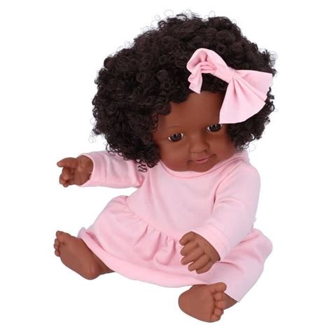 Poupée reborn bébé fille noire DRFEIFY Q12 082C Cheveux bouclés et