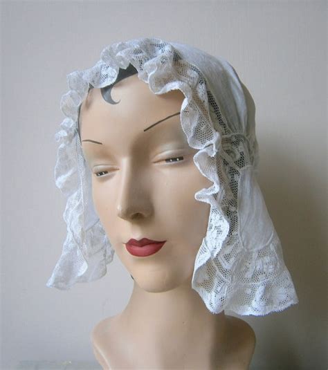 Antique 1920s 20s Boudoir Cap Hand Made White Lace A Gem