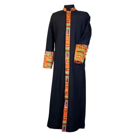 MEN S BLACK CLERGY ROBE WITH AFRICAN HERITAGE TRIM Clergy Women