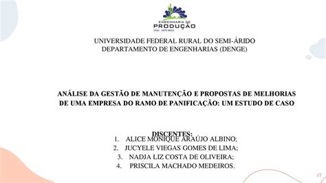 Análise da Gestão de Manutenção ppt carregar