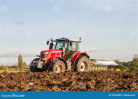 Modern Massey Ferguson Tractor Cultivating Field Editorial Photo 75206473