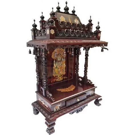 Brown Base Hand Carved 26inch Rose Wood Temple For Worship At Rs