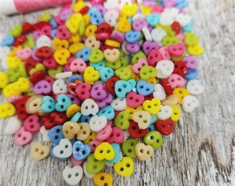 Tiny Heart Shaped Buttons Miniature Buttons Small Doll Buttons Doll