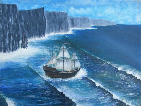 Spanish armada galleon off the Cliffs of Moher Painting by Chris Murray ...