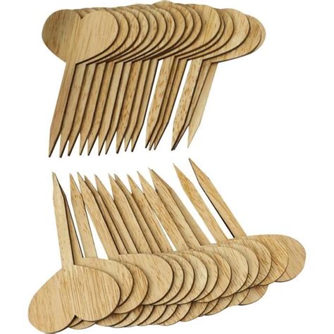 Lot de 30 étiquettes en bois pour plantes en forme de cœur papillon