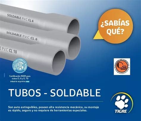 Tubo Ca O Tigre Pvc Soldable Pegar Clase Pileta Gris