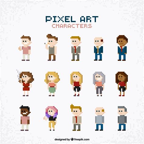Premium Vector Collection Of People In Pixel Art Style