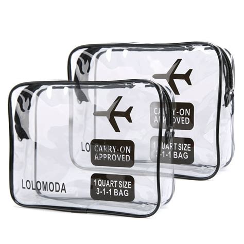 approved toiletry bag  pack clear makeup bags  handles quart