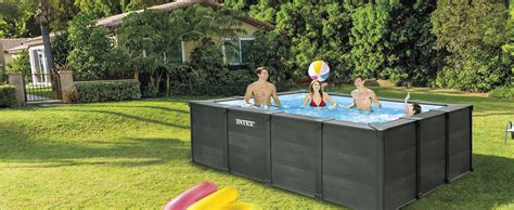 Intex Np Piscina Graphite Gray Panel Rettangolare Con Pompa