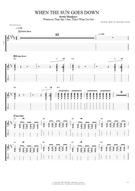 When The Sun Goes Down Tab By Arctic Monkeys Guitar Pro Guitars