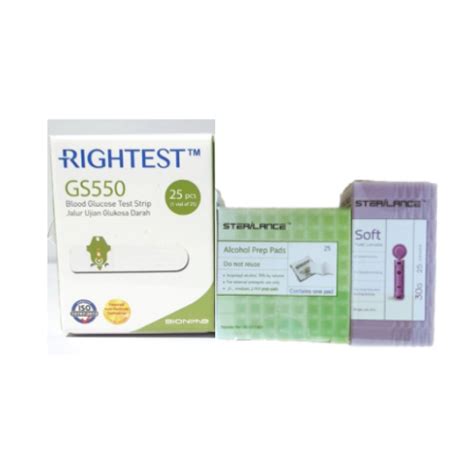 Rightest GS550 Blood Glucose Test Strips 25 S Alcohol Pad Twist