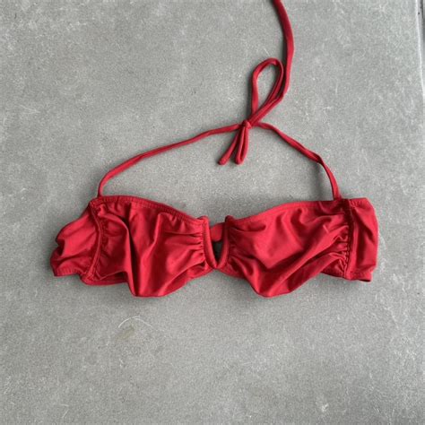 Red Bikini Top V Detail Tube Top Bikini With Depop