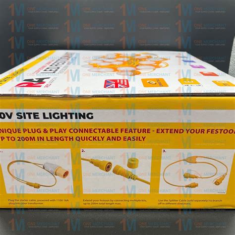 110v Led Fully Enclosed Festoon Connecting Lighting Kit 50m Site Work Lights Ebay