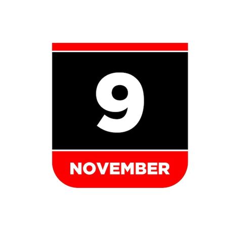 Premium Vector | 9th november calendar date icon 9 nov lettering