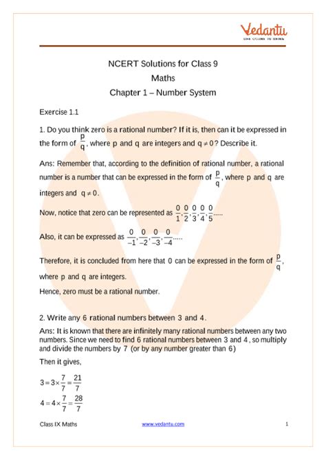 Ncert Solutions For Class 9 Maths Chapter 1 Number System 2020 21 Updated