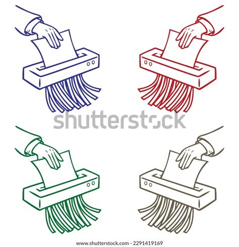 Hand Putting Contract Paper Shredder Machine Stock Vector Royalty Free