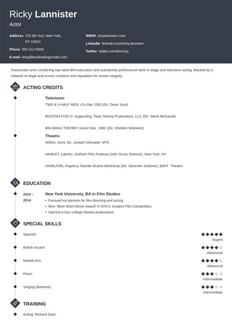 Acting Resume Template Examples For 2025