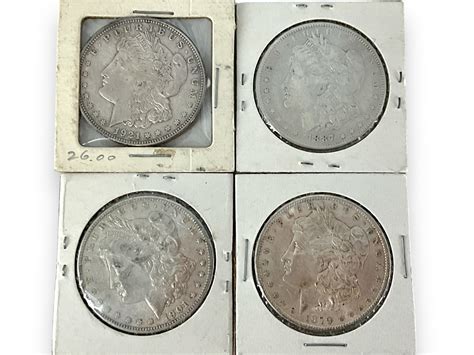 Lot Four Us Morgan Silver Dollar Coins