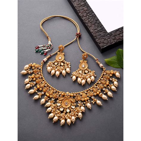 Buy Fida Wedding Handmade Ethnic Temple Gold Plated White Pearl