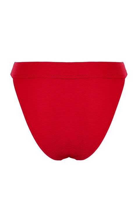 TRENDYOLMİLLA Kırmızı Dokulu High Leg Regular Core Bikini Altı