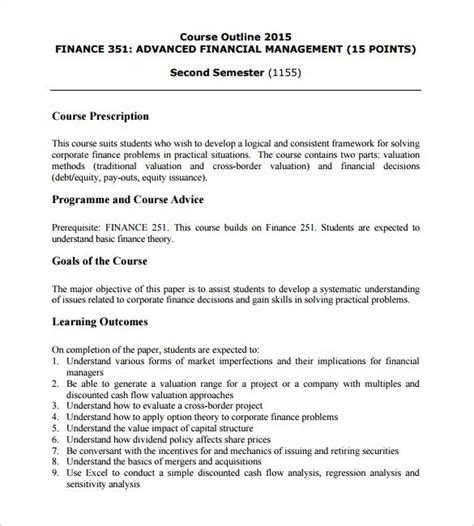 Course Outline Template Free Printable Templates Your Go To Resource