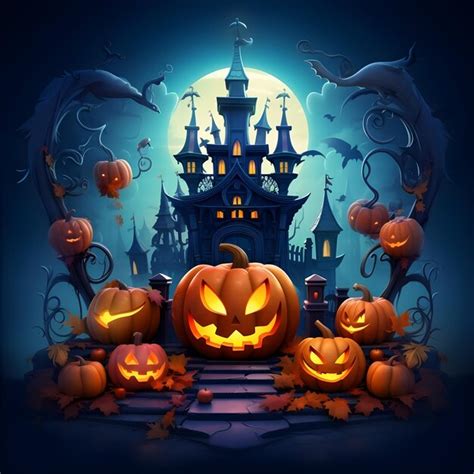 Premium Ai Image Halloween Background With Haunted House And Full