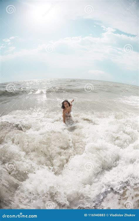 Woman Bathing In The Ocean Stock Image Image Of Filter Beach 116940883